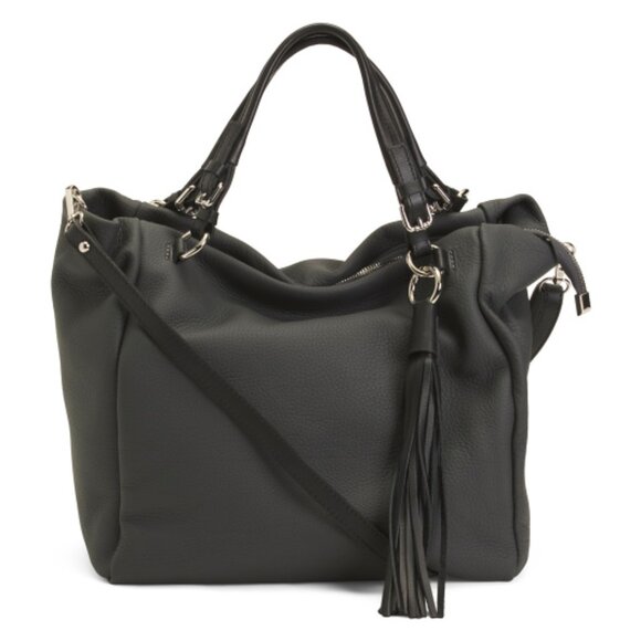 GIANNI CONTI Made In Italy Leather Tassel Tote - Picture 1 of 3